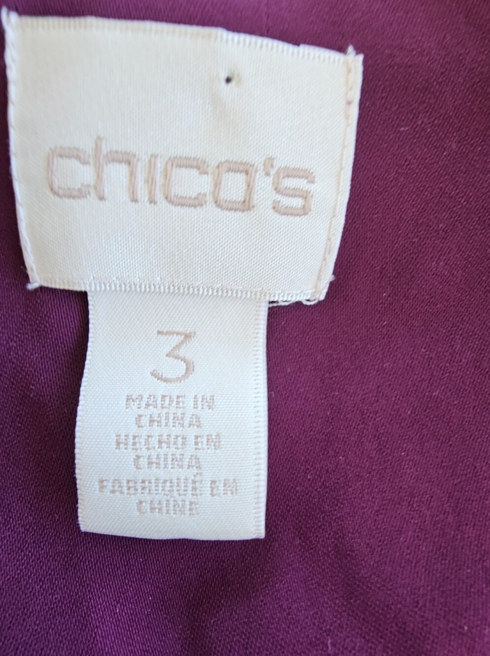 Chicos Ruffle Front Button-Down Top - Plum Size 1x - Picture 3 of 7